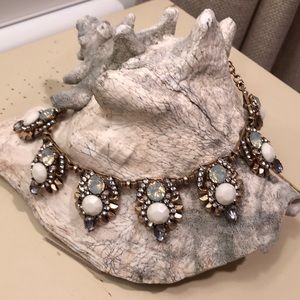 Cream and brass bib necklace